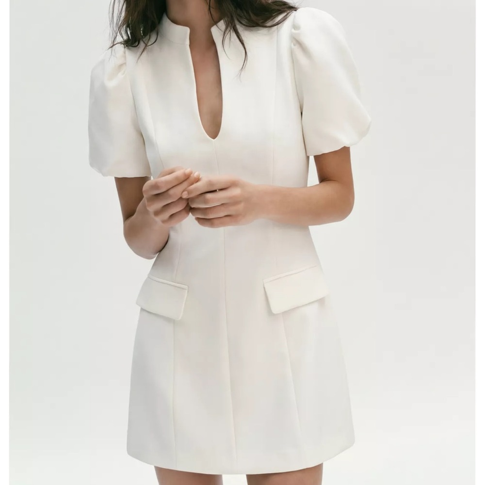 Wedding/ Graduation/ Semi Formal Ivory Puff-Sleeve Mini Dress